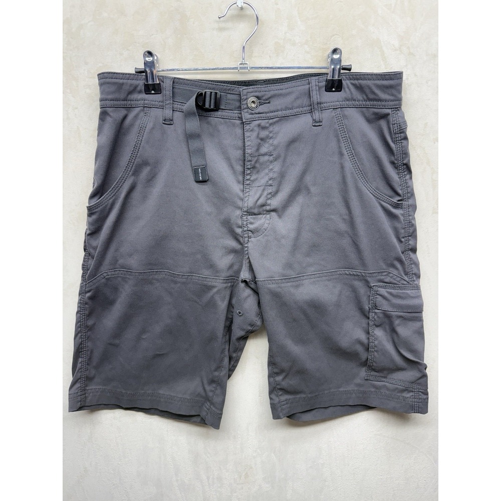 Prana Stretch Zion Hiking Cargo Shorts Mens 32 Gray Belted 10" Gorpcore Climbing